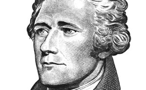Portrait of Alexander Hamilton isolated on white background