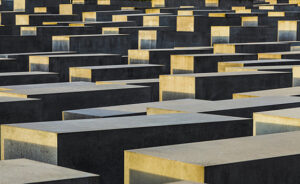 Berlin, Germany - April 2, 2016: View of Jewish Holocaust Memorial, Berlin, Germany. It is situated at the Podsdamer Platz in the heart of Berlin.